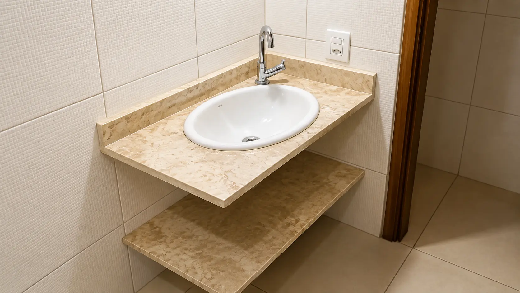 Lavabo em Mármore Crema Marfil — Amazonita Mármores