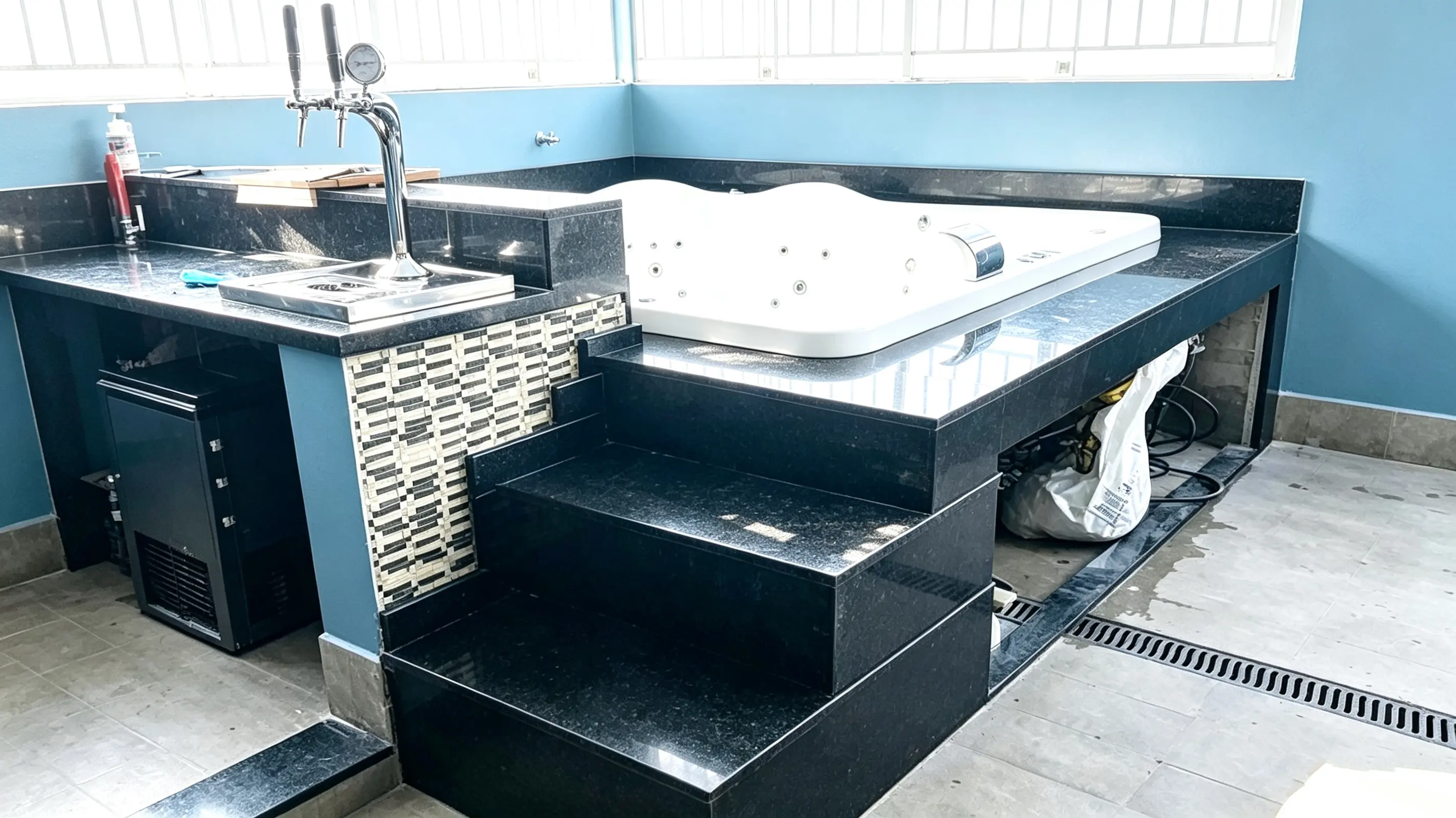 Lavabo em Mármore Travertino — Amazonita Mármores