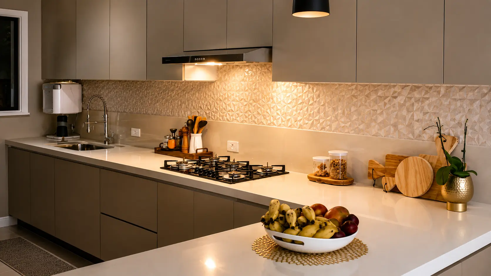 Cozinha Minimalista em mármore e granito — Amazonita Mármores